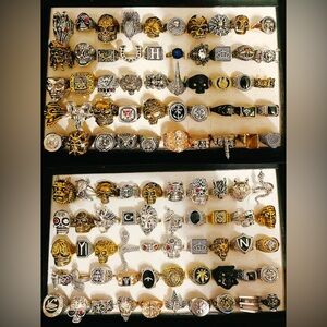 Lot 100 Men's Biker Rings Skull Wolf Snake Masonic Punk Gothic Jewelry Mix